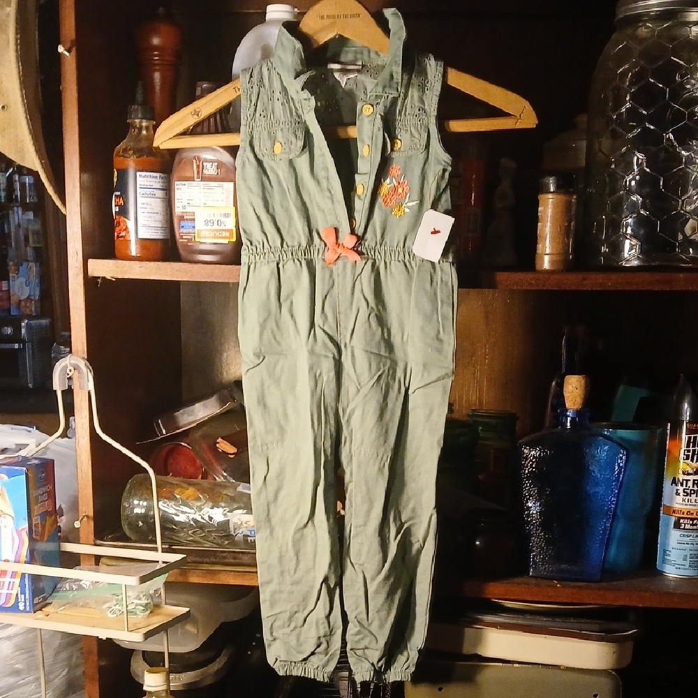 Daisy Fuentes Green Jumpsuit with Embroidery